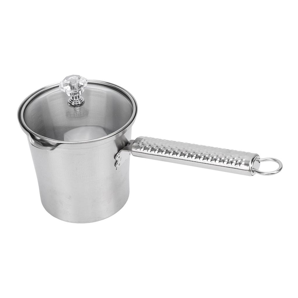 Milk Frothing Pitcher Stainless Steel Multifunctional Long Handle Coffee Tea Steaming Cup with Lid
