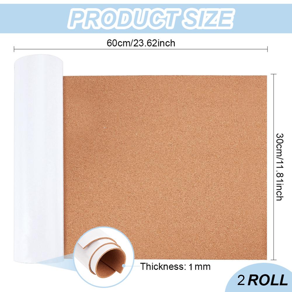 1/3mm Thick Rectangular Natural Cork Sheet Roll | Ideal for Bulletin Boards & Wall Decorations