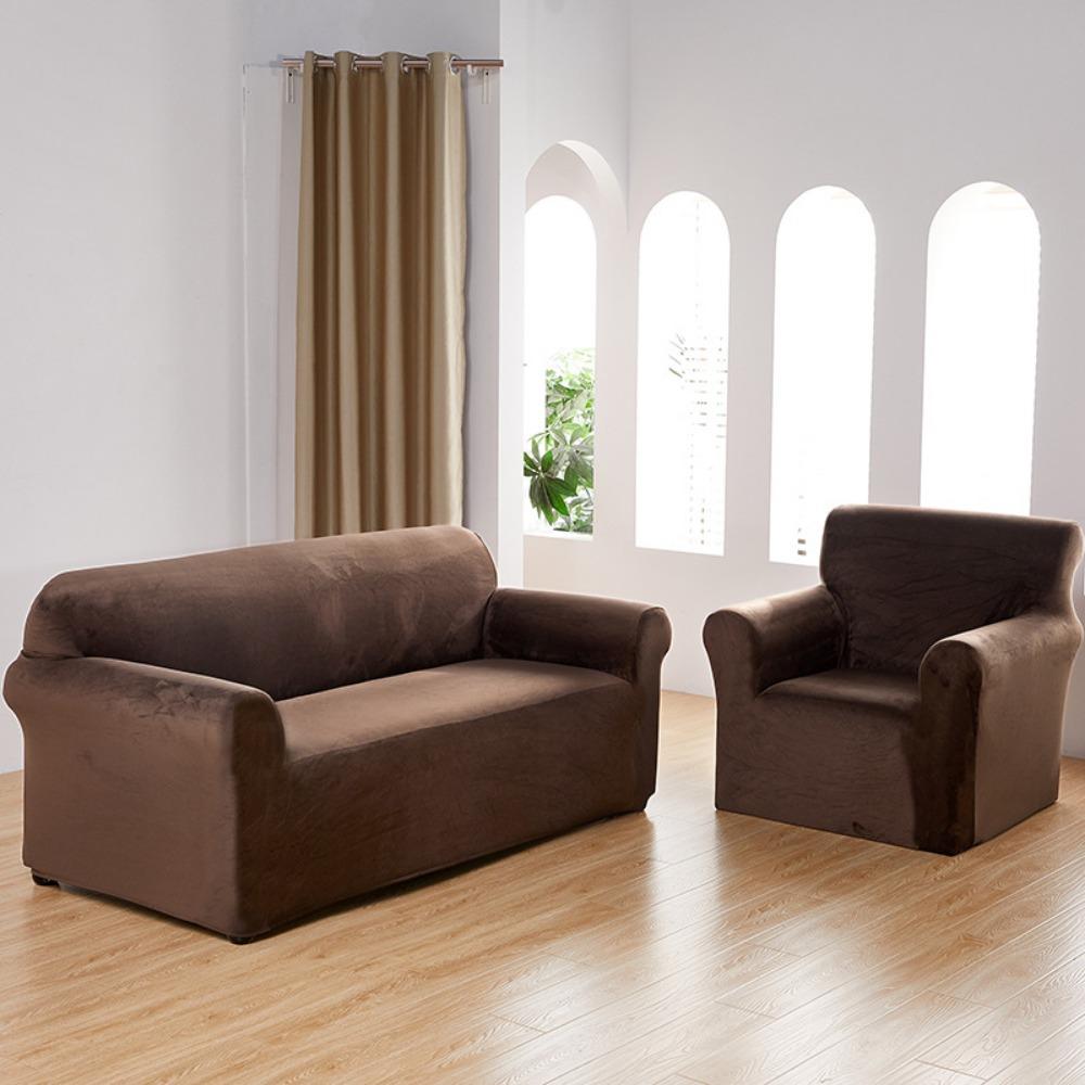 Velvet Sofa Cover Stretch Full Protection Dustproof Elastic Sofa Protector