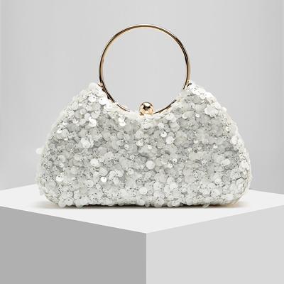 New Pearl Fabric Ring Evening Bag Dinner Bag Clutch Bag Chain Bag Dress Bag Wedding Bag