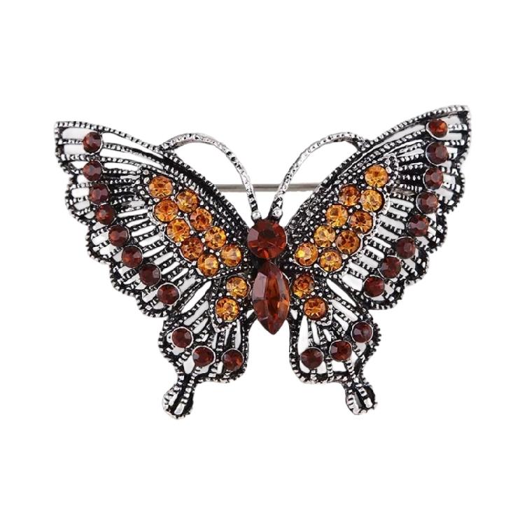 

Retro Crystals Butterfly Brooch Sturdy Alloy Jewelry Gifts Accessory for Mothers Day Birthdays Party Dress Decoration темно-коричневого кольору
