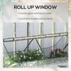 Raised Garden Bed with Greenhouse, Steel Planter Box with Plastic Cover, Roll Up Window, Dual Use for Flowers, Vegetables, Fruits and Herbs