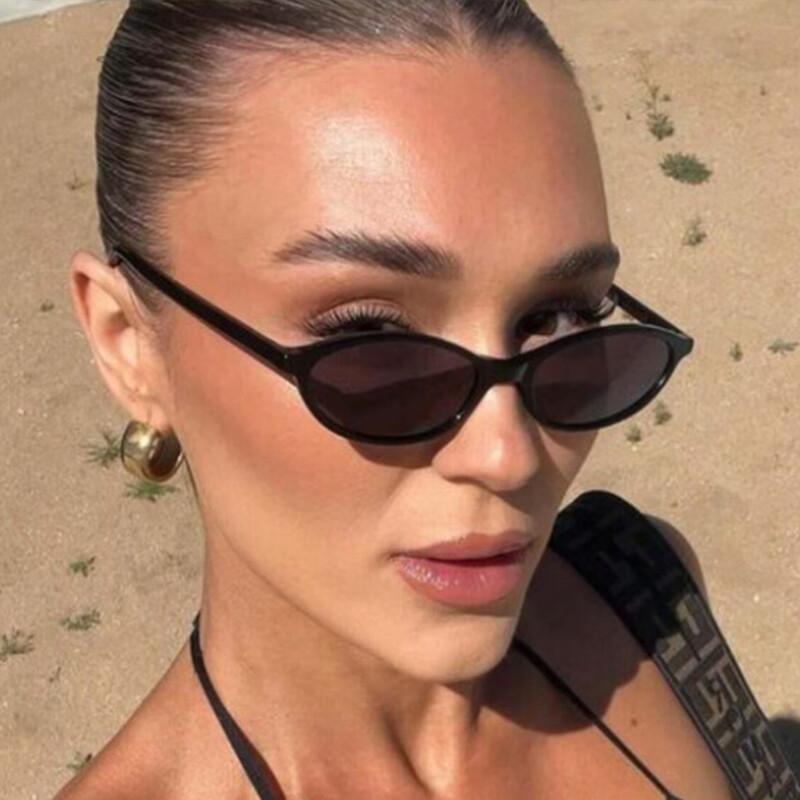 Small Oval Sexy Sunglasses Designer Men Retro Sunglasses Woman Stylish Premium Shades UV 400 Protection Thin Black Eyewear