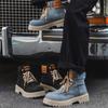 New Autumn Men's Denim Boots Vintage Black High Boots Men Outdoor Streetwear Tooling Boots Men Casual Ankle Boots Botas Hombre