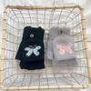 Bow Flip-top Knitted Gloves, New Plush Thickened Cold-proof Cartoon Warm Student Finger Versatile