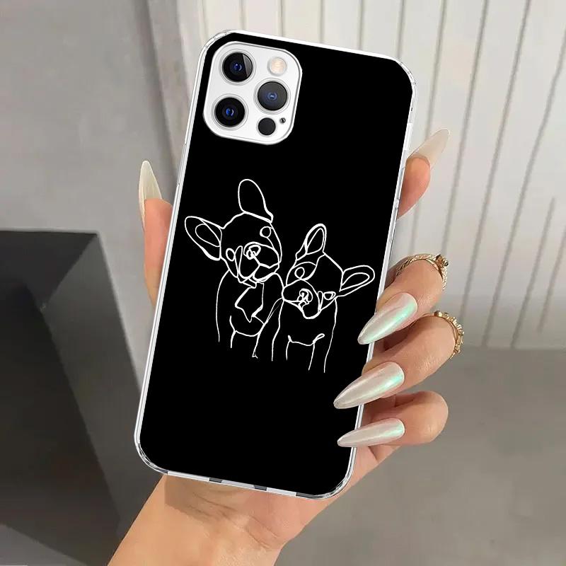 Etui na telefon Czarny Biały Buldog Francuski dla Iphone 16 15 14 13 12 Mini 11 Pro Max 16E X XS XR 7 Plus 8 SE 2020 Miękki Funda Print Sh