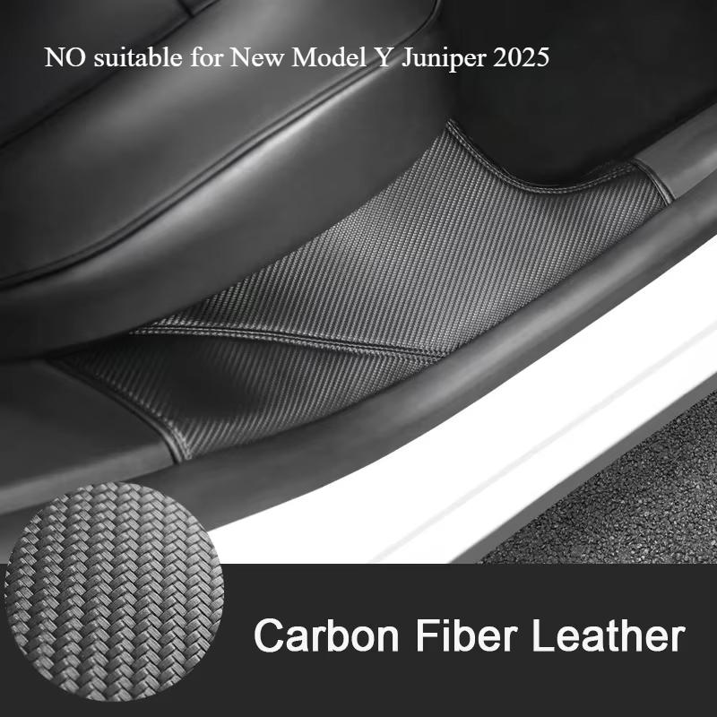 Rear Door Sill Pad for Tesla Model Y Anti Kick Film Dirt Threshold Strip PU Leather Protective Cover Inner Hidden Pads 2021-2024