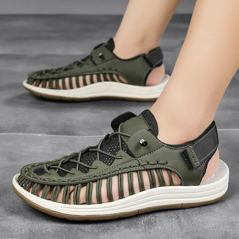 Fashion Handmade Men Shoes Breathable Casual Beach Shoes Comfortable Men's Sandals Outdoor Wading Work Footwear Erkek Ayakkabı