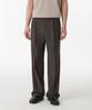 Light Plain One-Pleat Wide Hidden Elastic Waist Slacks [Brown]