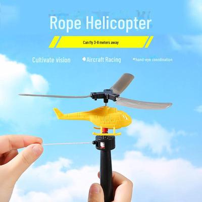 Children's Pull-Wire Helicopter: Classic Outdoor Bamboo Dragonfly Toy