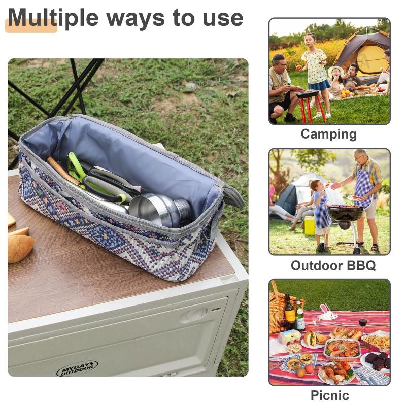 Cooking Utensil Organizer Bag Pouch Camping Travel Storage Bag for Picnic Hiking