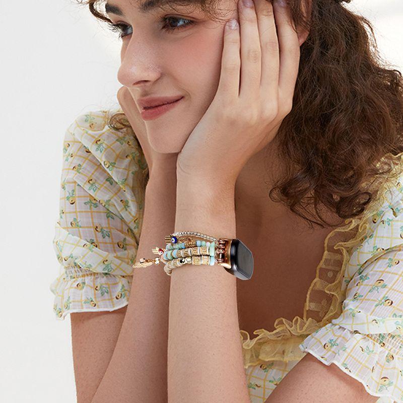 Beaded Watch Bands for Mi Band 8 9 10 Repleacement Watch Straps for Mi 8Pro 9Pro Wristband Elastic Redmi Watch 4 5 6 Correas 3