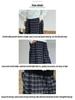 Navy Blue Retro Plaid Wide-Leg Elastic Drawstring Trousers for Women and Children - Autumn/Winter Fashion