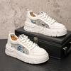 Fashion Trendy men's shoes, embroidered breathable mesh casual shoes, men's fashionable and versatile thick-soled board shoes  b28