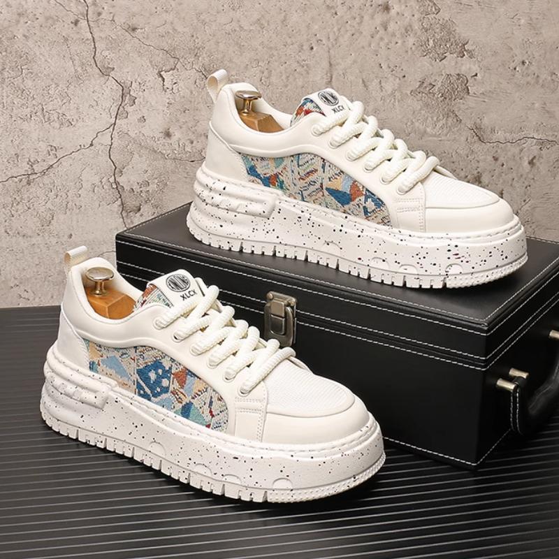 Fashion Trendy men's shoes, embroidered breathable mesh casual shoes, men's fashionable and versatile thick-soled board shoes b28