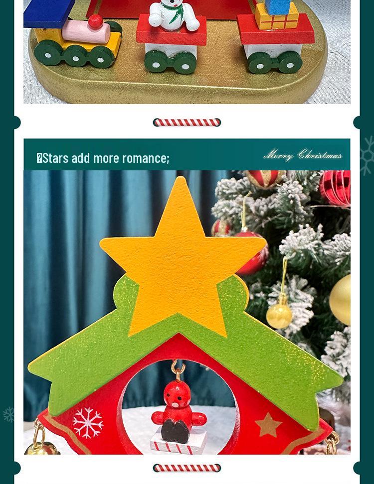 Wooden Christmas Tree Tabletop Display and Mini Figurines - Creative Gifts for Kids