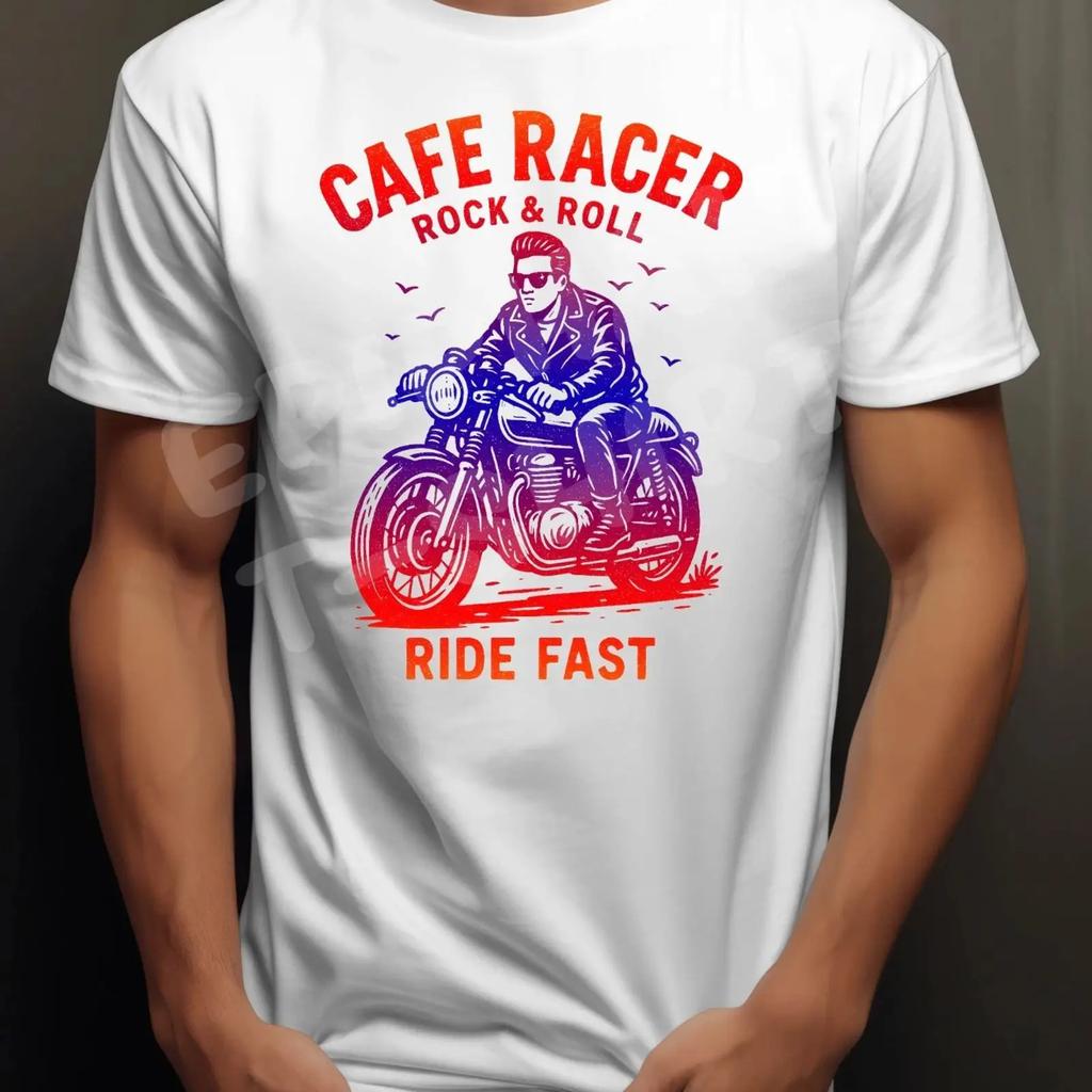 Cafe Racer T Shirt 1960s Ton Up Boys Rocker Rock Roll Biker Motorcyclists Vintage Graphic Soft Stretched Breathable