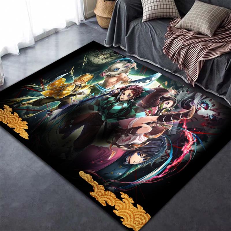 Tapis imprimé en 3D Demon Slayer Kimetsu, dessin animé Devil's Blade, décoration de maison, tapis doux pour chambre à coucher, tapis de jeu pour bébé, pour salon