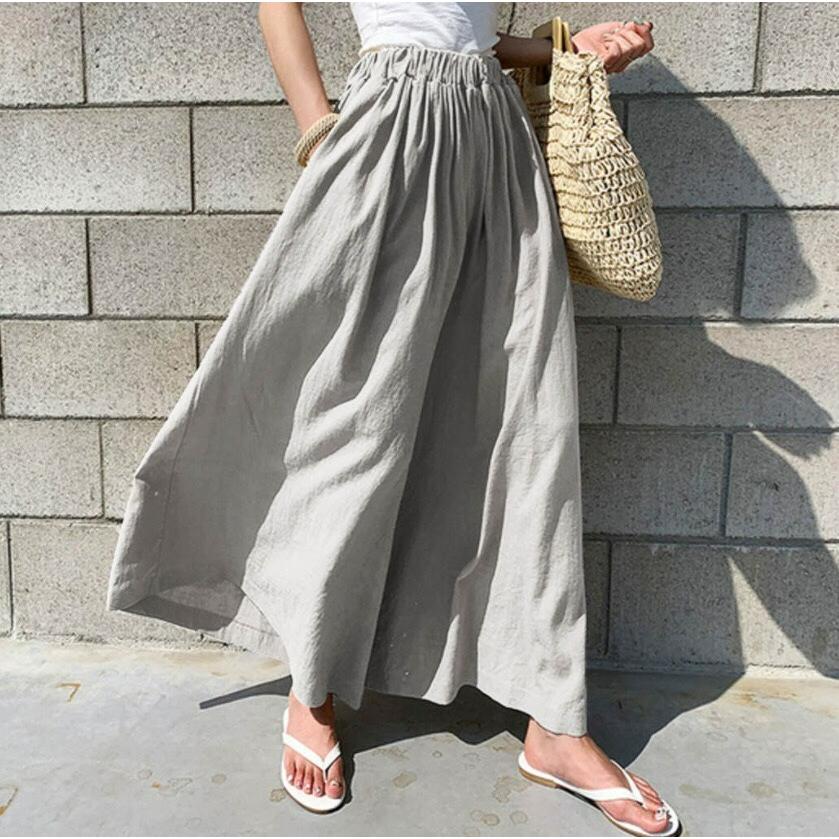 Summer Breathable Linen Wide-leg Pants, Nine-point Pants, Women's Loose Linen Trousers, Skirt Pants, Women's Pants