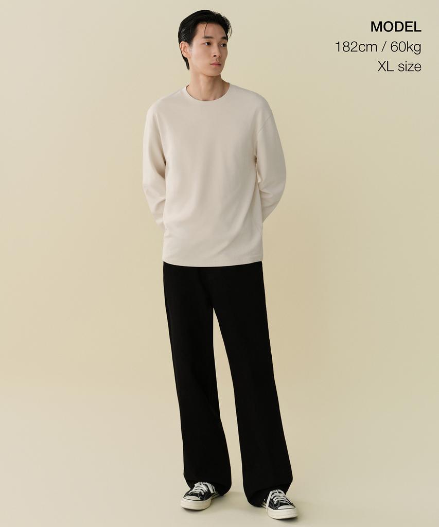 Musinsa Standard [Heat Standard] Crew Neck Long Sleeve T-Shirt [Ecru]