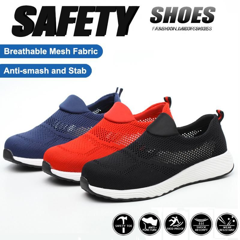 Steel Toe Work Shoes Men Women Lightweight Breathable On Slip Safety Shoes Indestructible Construction Shoes Work Boots Footwear