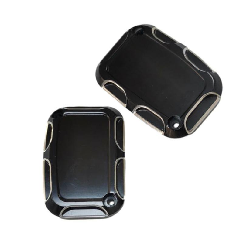 2pcs Motorcycle CNC Front Brake Reservoir Master Cylinder Cover for Harley-Davidson Street Electra Glide Road King Freewheeler