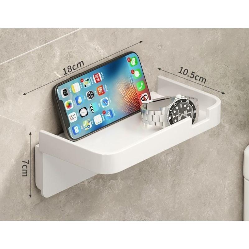 Toilet Paper Holder Black ABS No Drill Kitchen Storage Bathroom Accessories Self-Adhesive Wall Mounted Tissue Rack Mobile Shelf