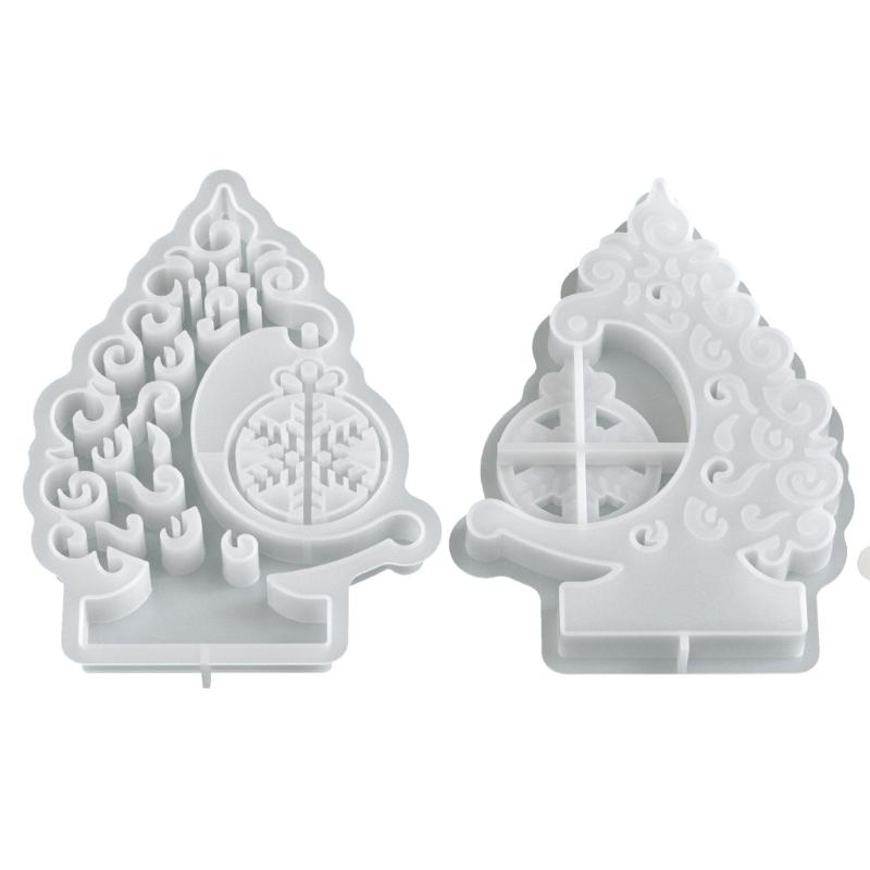 Holiday Resin Craft Mould Christmas Tree Silicone Mould With Snowflake Designs For Festive Decorations