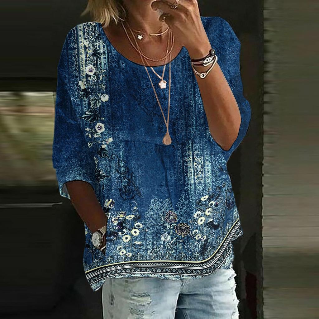 Cămăși de In pentru Femei Mânecă 3/4 cu Nasturi Gât O Topuri de Vară Elegante Casual Cămăși Drăguțe