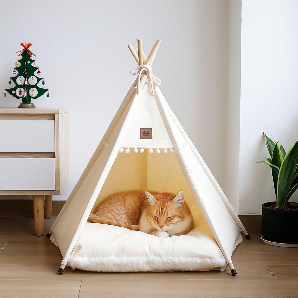 with Thick Cushion Dog Tent Bed Thick Cushion Pet Tent Kennel Cat Teepee Tent  For Cats/Dogs