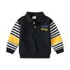 Boys' Autumn Jacket Children's Fashionable Collared Sweatshirt Baby Striped Pullover Long-Sleeved