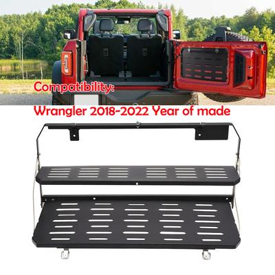 Tavolo a 2 Livelli per Portellone Posteriore Adatto per Jeep Wrangler JL Anni 2018-2022, Supporto a Scaffale Posteriore in Ferro, Vassoio di Montaggio per Portellone Posteriore