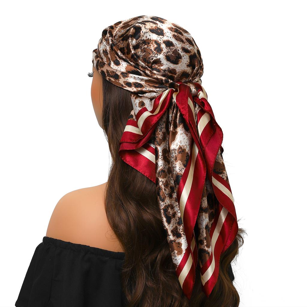90*90cm Silk Scarf Scarftop Headwraps For Woman Fashion Four Seasons Hair Accessories Hijab Foulard Bandana Femme Headscarf