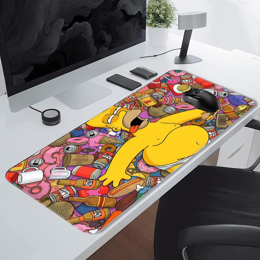 Tappetino Mouse Antiscivolo Famiglia Homer Simpson Cartone Animato Pad per Computer Laptop Pad per Ufficio Tappetino per Mouse e Tastiera Accessori da Scrivania Console di Gioco