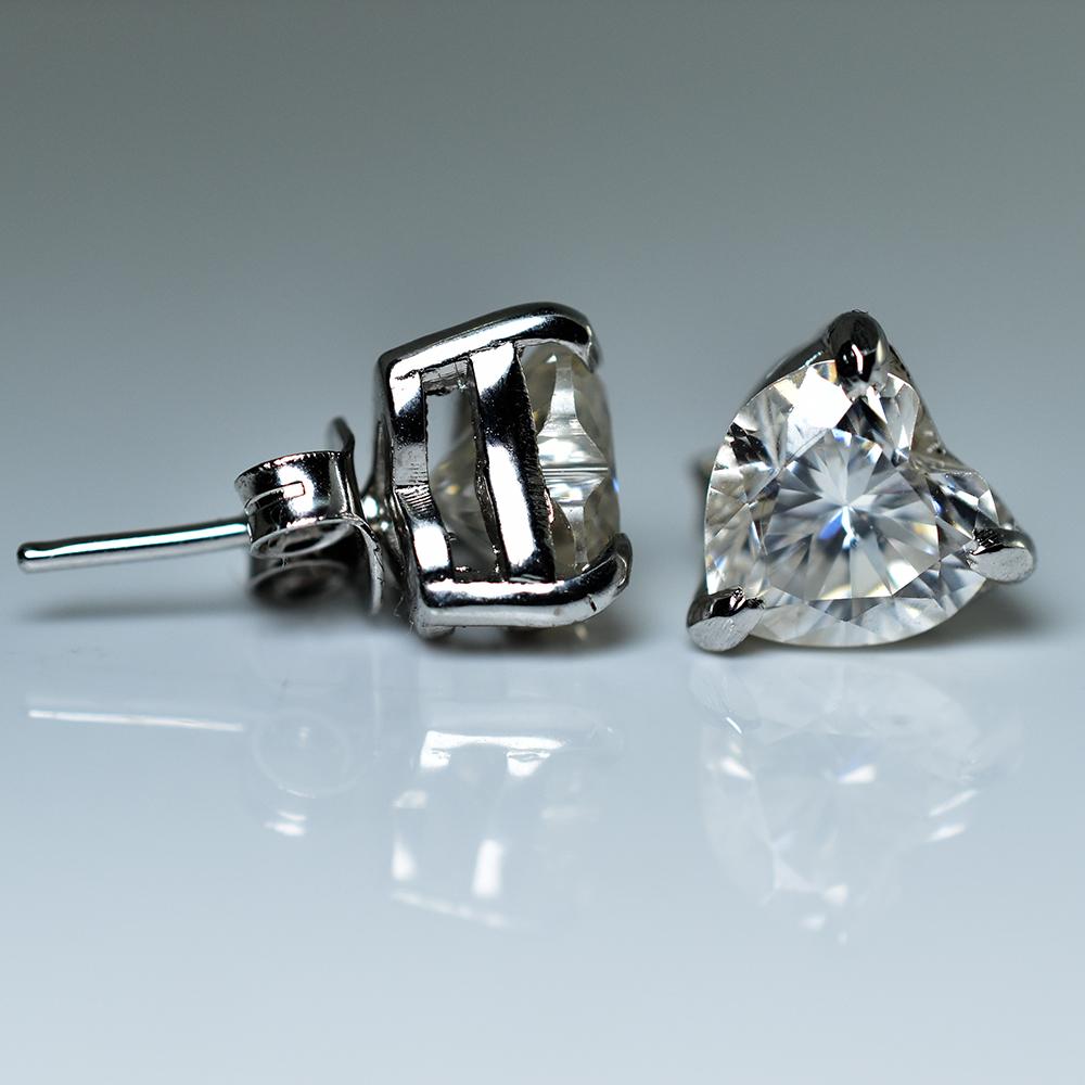 CERTIFIED 925 Starling Silver 14.7 Ct Synthetic Moissanite Heart Earring Pair MY.ER-20-NS