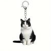 Portachiavi Gatto Bianco e Nero Cartone Animato Portachiavi Animale in Acrilico 2D Ciondolo Gatto Creativo a Doppia Faccia Portachiavi Giocattolo Regalo per Bambini