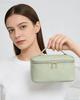 Large Capacity Portable Cosmetic Bag Storage Bag with Handle Partition Layer Green 23.8*16.5*12cm
