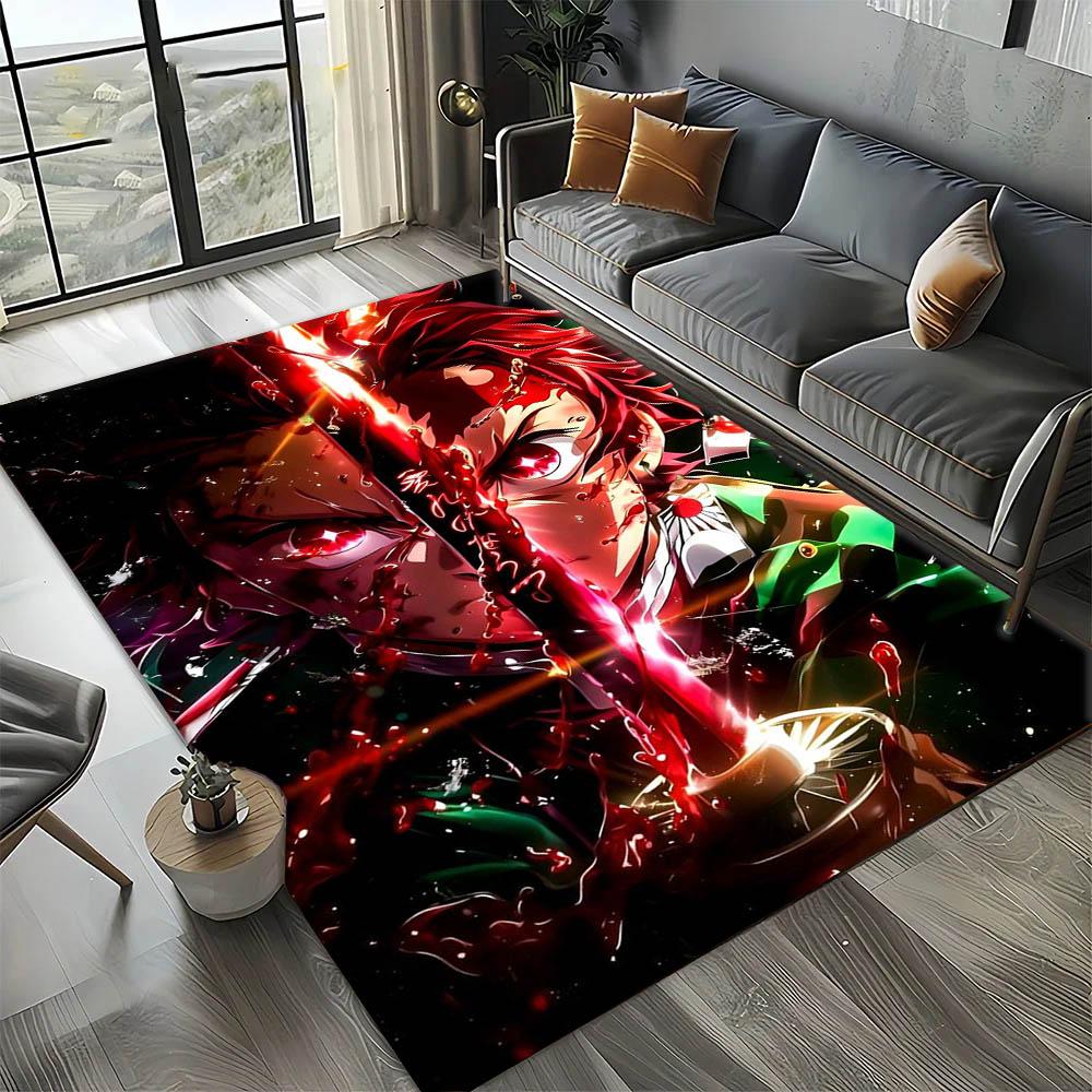 D-Demon Slayer Anime Kamado Nezuko Tanjirou 3D Carpet Rug Art for Room Decor Home Bedroom Gifts Fans Area Rug Non-slip Floor Mat