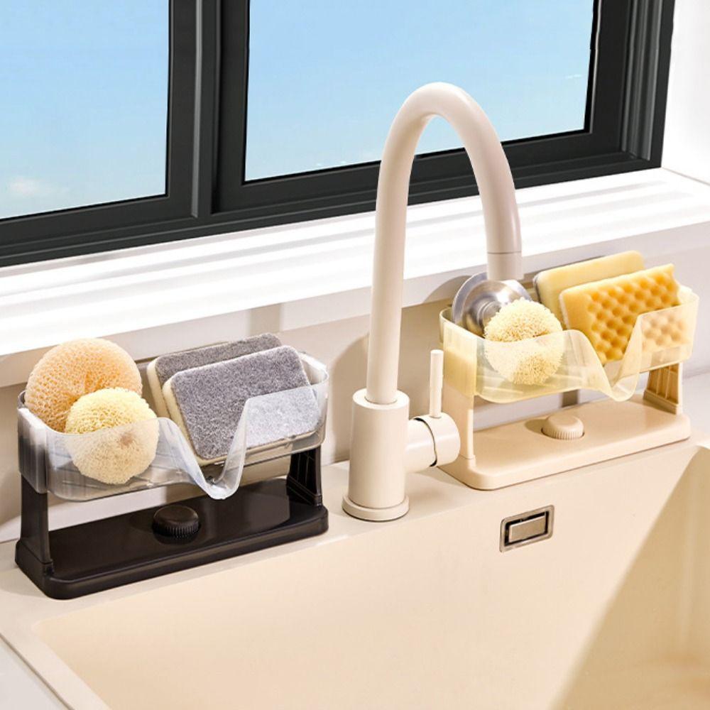 Suction Cup Kitchen Sink Storage Rack Quick Dry Save Space Sponge Self-draining Tray Detachable Non-Slip Sponge Drain Holder