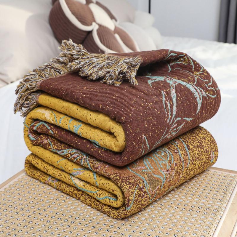 High-end 100% Cotton Gauze Sofa Cover, Bedspread & Throw Blanket - Couch Protector, Summer Cooling Blanket, Reversible Quilt