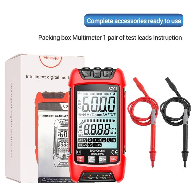 Digital Multimeter Voltage Current Resistance Tester with Flashlight NCV for Measuirng AC/for DC Voltage Current Frequen
