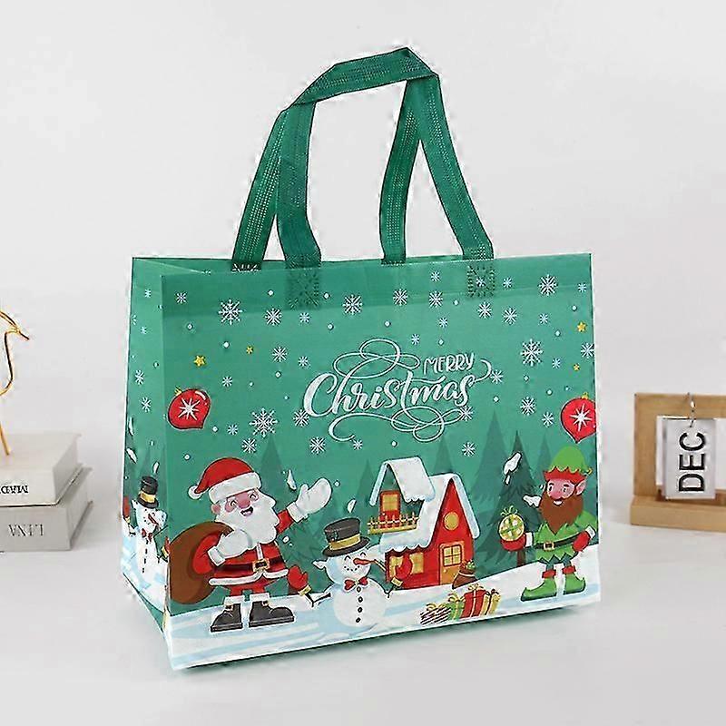 Christmas gift bag with a Santa Claus, snowman, and candy design. Ideal for Christmas parties and home decor. New Year 2025.