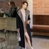 Hooded Double-Sided Long Wool Coat Bathrobe with Tie Waist - Autumn/Winter Korean Fashion Women's Outerwear