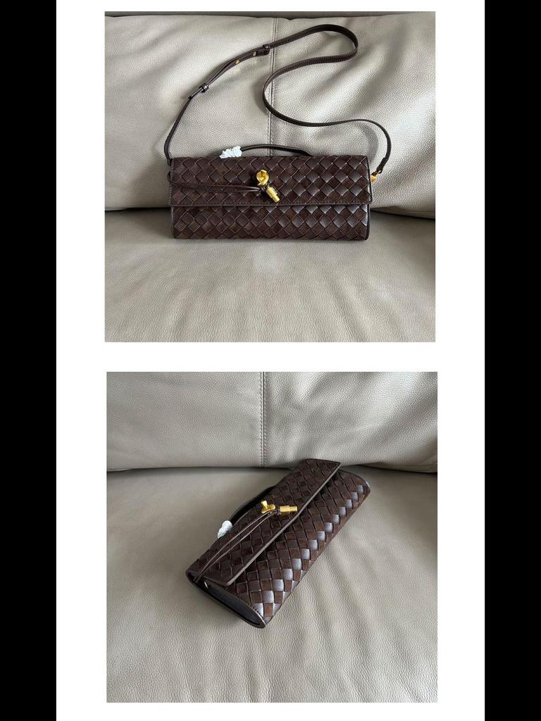 2024 Fall Women's Woven Cashmere Leather Color Block Evening Bag - Lock Shoulder Crossbody Clutch