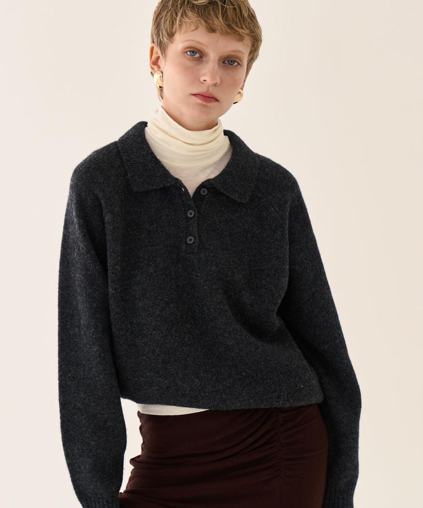 GRIDAJ Polo Knit Sweatshirt _ Charcoal