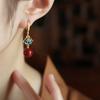 Sandalwood Red Lotus Earrings Chinese Style Earrings Elegant Design Retro Vintage Qipao Accessories Women Personalized Jewelry