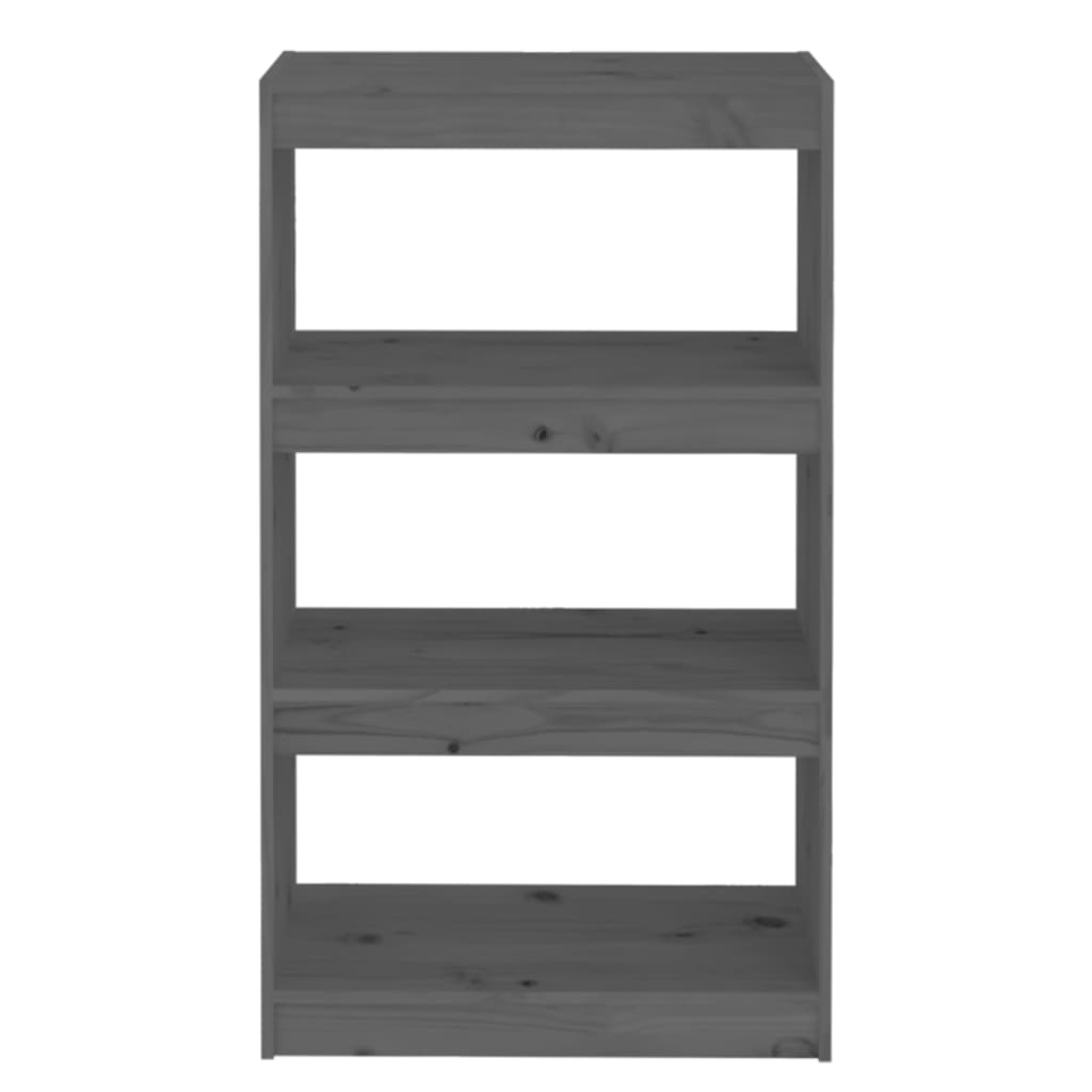 Bookshelf Room Divider Grey 60x30x103.5 cm Solid Pine Wood