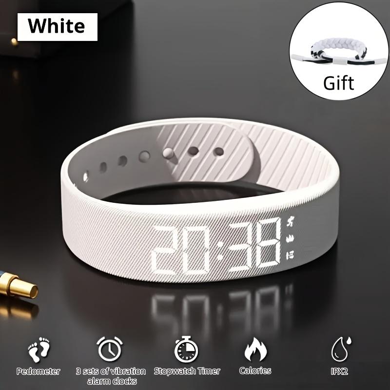 Multi-Functional Kids Digital Watch with Pedometer Alarm Luminous Display Silicone Strap and Bracelet Set White
