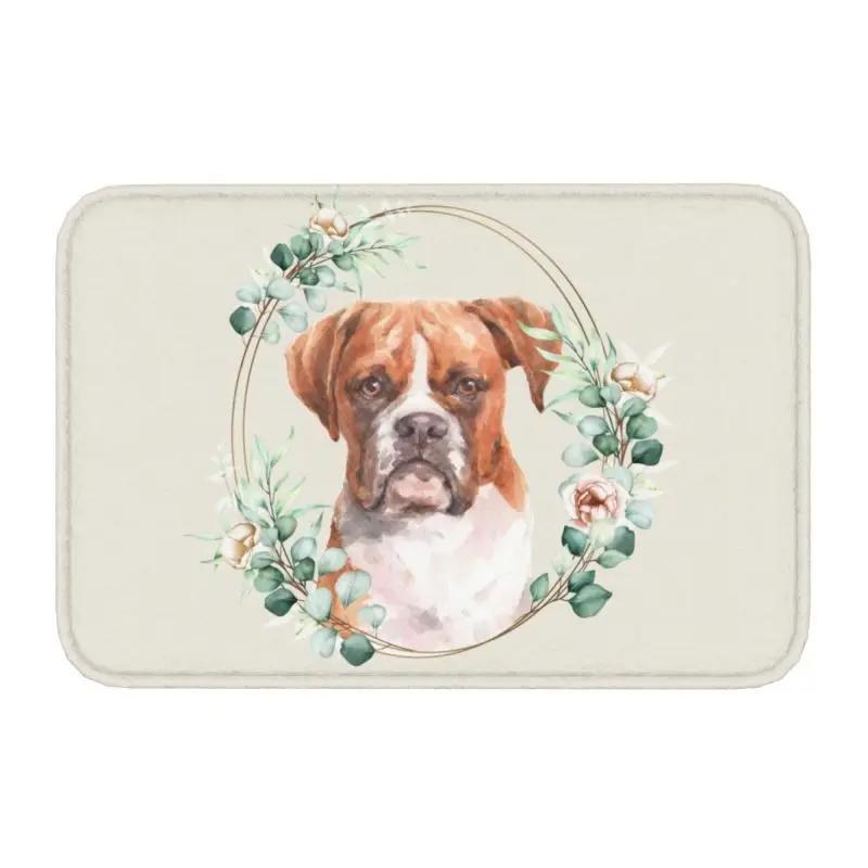 Custom West Highland White Terrier Dog In Floral Gold Wreath Doormat Non-Slip Entrance Door Floor Mat Garage Rug Carpet Footpad