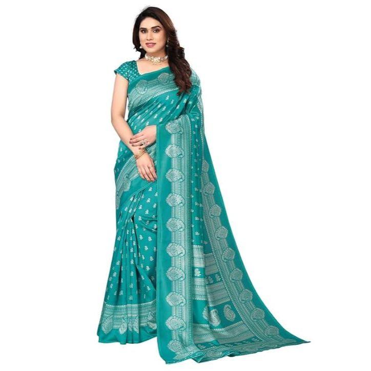 

Женское сари из полишелка с принтом и несшитой блузкой